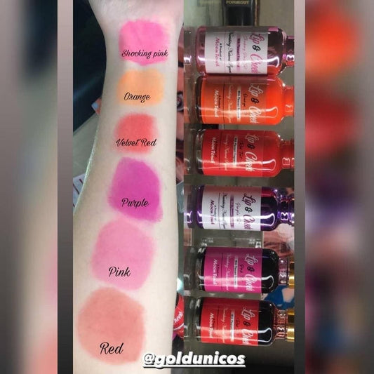 Serum lip and cheek tint swatch on medium Pakistani skin tone